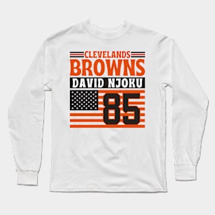 Cleveland Browns Njoku 85 American Flag Football Long Sleeve T-Shirt